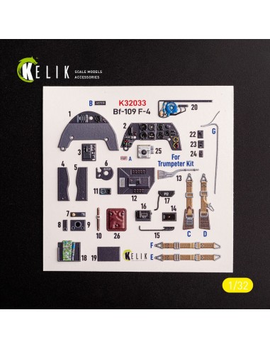 BF-109 F-4 - interior 3D decals for Trumpeter kit 