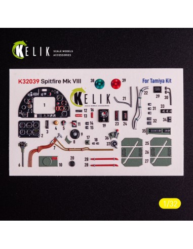 Spitfire Mk VIII - interior 3D decals for Tamiya kit 