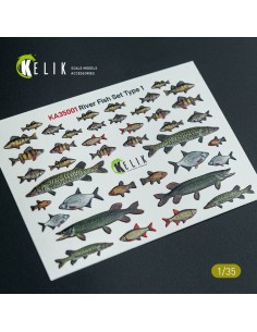 River Fish set Type 1 - 3D Decal for dioramas 