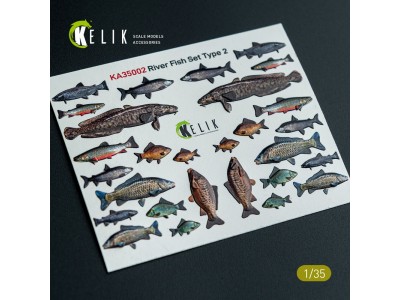 River Fish set Type 2 - 3D Decal for dioramas 