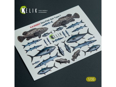 Sea Fish set Type 1 - 3D Decal for dioramas 