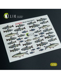 River Fish set Type 3 - 3D Decal for dioramas 
