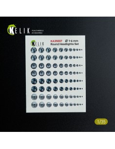 Round Headlights Set 1-6 mm - 3D Decal for models  2