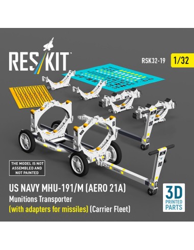 US NAVY MHU-191/M (AERO 21A) Munitions Transporter (with adapters for bombs) (Carrier Fleet) (3D Printed model kit) 