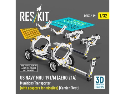 US NAVY MHU-191/M (AERO 21A) Munitions Transporter (with adapters for bombs) (Carrier Fleet) (3D Printed model kit) 