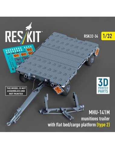 MHU-141M munitions trailer with flat bed/cargo platform (type 2) (3D Printed model kit) 