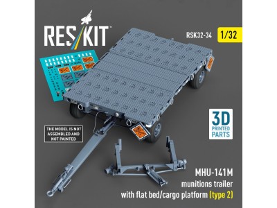 MHU-141M munitions trailer with flat bed/cargo platform (type 2) (3D Printed model kit) 