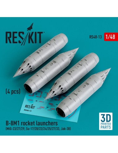 B-8M1 rocket launchers (4 pcs) (MiG-23/27/29, Su-17/20/22/24/25/27/33, Jak-38) (3D Printed) 