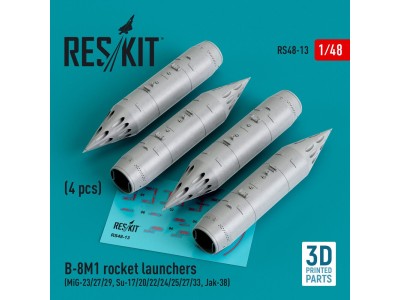 B-8M1 rocket launchers (4 pcs) (MiG-23/27/29, Su-17/20/22/24/25/27/33, Jak-38) (3D Printed) 