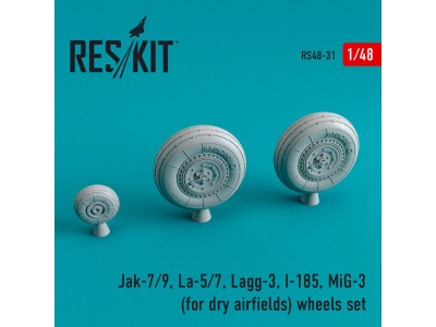 Jak-7/9, La-5/7, Lagg-3, I-185, MiG-3 wheels set for dry airfields 