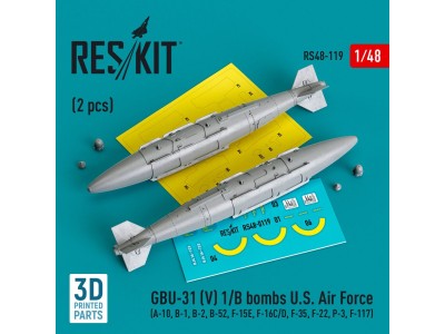 GBU-31 (V) 1/B bombs U.S. Air Force (2 pcs) (A-10, B-1, B-2, B-52, F-15E, F-16C/D, F-35, F-22, P-3, F-117) (3D Printed) 
