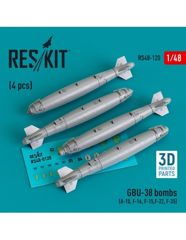GBU-38 bombs (4 pcs) (A-10, F-16, F-15,F-22, F-35) (3D Printed) 