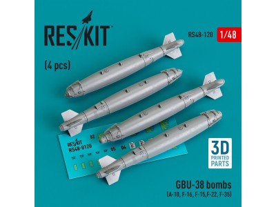 GBU-38 bombs (4 pcs) (A-10, F-16, F-15,F-22, F-35) (3D Printed) 