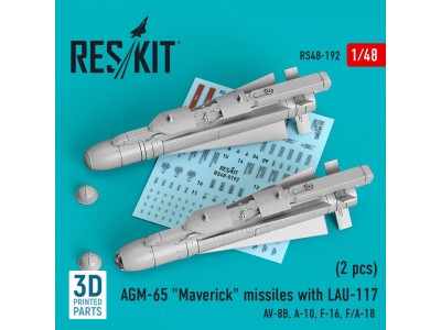 AGM-65 Maverick missiles with LAU-117 (2 pcs) (AV-8B, A-10, F-16, F/A-18) (3D Printed) 