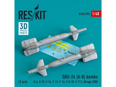 GBU-24 (A-B) bombs (2 pcs) (A-6, A-10, F-14, F-15, F-16, F/A-18, F-111, Mirage 2000) (3D Printed) 