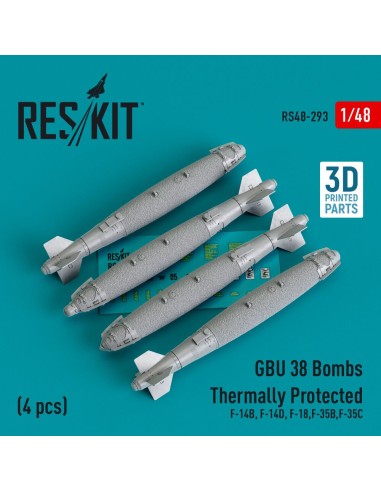 GBU-38 bombs thermally protected (4 pcs) (F-14B, F-14D, F-18,F-35B,F-35C) (3D Printed) 