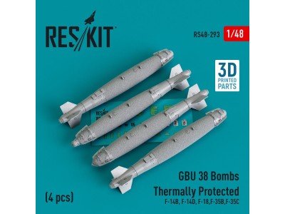 GBU-38 bombs thermally protected (4 pcs) (F-14B, F-14D, F-18,F-35B,F-35C) (3D Printed) 