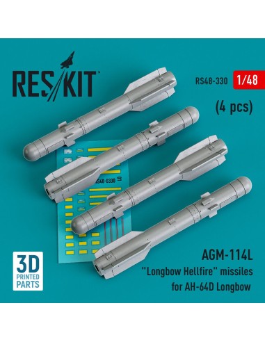 AGM-114L Longbow Hellfire missiles (4 pcs)(AH-64D Longbow) (3D Printed) 