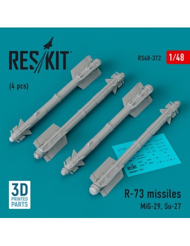 R-73 missiles (4 pcs) (MiG-29, Su-27) (3D Printed) 