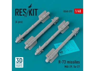 R-73 missiles (4 pcs) (MiG-29, Su-27) (3D Printed) 