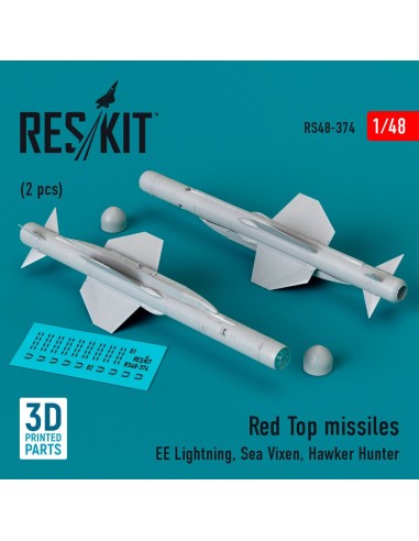 Red Top missiles (2pcs) (EE Lightning, Sea Vixen, Hawker Hunter) (3D Printed) 