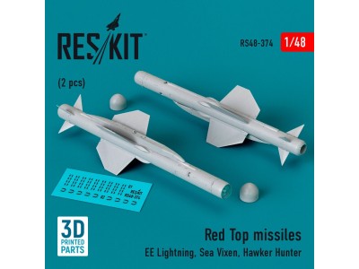 Red Top missiles (2pcs) (EE Lightning, Sea Vixen, Hawker Hunter) (3D Printed) 