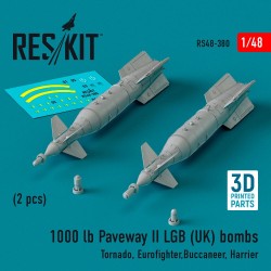 1000 lb Paveway II LGB (UK) bombs (2 pcs) (Tornado, Eurofighter,Buccaneer, Harrier) (3D Printed) 