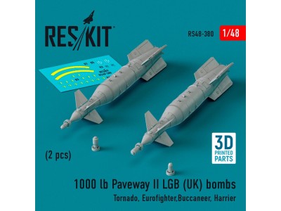 1000 lb Paveway II LGB (UK) bombs (2 pcs) (Tornado, Eurofighter,Buccaneer, Harrier) (3D Printed) 