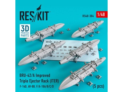 BRU-42/A Improved Triple Ejector Rack (ITER) (5 pcs) (F-14D, AV-8B, F/A-18A/B/C/D) (3D Printed) 
