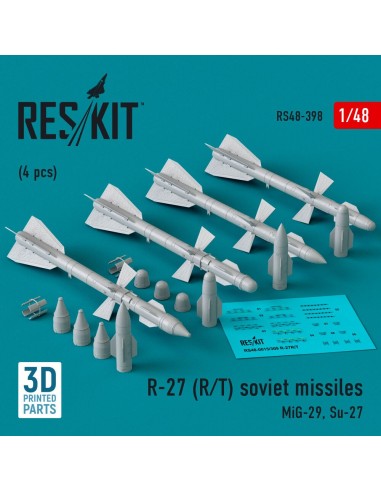 R-27 (R/T) missiles (4 pcs) (MiG-29, Su-27) (3D Printed) 