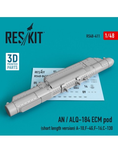 AN / ALQ-184 ECM pod (short length version) (A-10,F-4G,F-16,C-130) (3D Printed) 