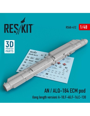 AN / ALQ-184 ECM pod (long length version) (A-10,F-4G,F-16,C-130) (3D Printed) 