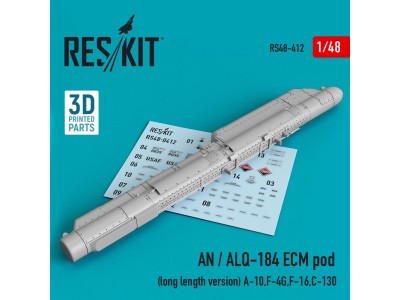AN / ALQ-184 ECM pod (long length version) (A-10,F-4G,F-16,C-130) (3D Printed) 