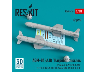 AGM-84 (A,D) Harpoon missiles (2 pcs) (P-8A, A-6, A-7E, B-1B, B-52H, F-111C, F-16, F/A-18, F-20, Nimrod MR2, AV-8B, P-3, S-3) (3