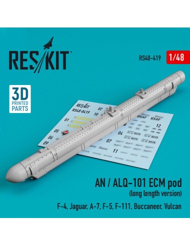 AN / ALQ-101 ECM pod (long length version) (F-4, Jaguar, A-7, F-5, F-111, Buccaneer, Vulcan) (3D Printed) 