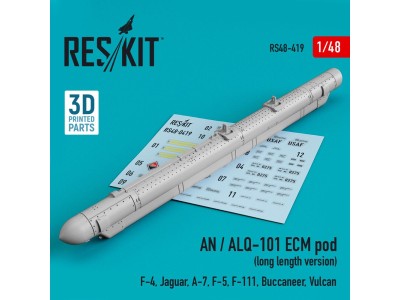 AN / ALQ-101 ECM pod (long length version) (F-4, Jaguar, A-7, F-5, F-111, Buccaneer, Vulcan) (3D Printed) 