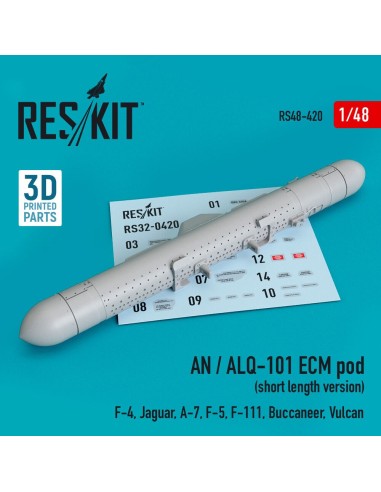 AN / ALQ-101 ECM pod (short length version) (F-4, Jaguar, A-7, F-5, F-111, Buccaneer, Vulcan) (3D Printed) 