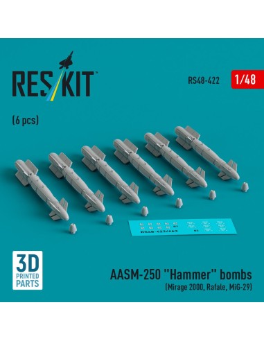 AASM-250 Hammer (6 pcs) (Mirage 2000, Rafale, MiG-29) (3D Printed) 