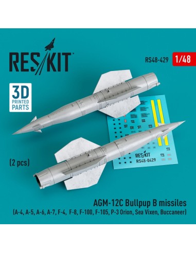 AGM-12C Bullpup B missiles (2 pcs) (A-4, A-5, A-6, A-7, F-4, F-8, F-100, F-105, P-3 Orion, Sea Vixen, Buccaneer) (3D Printed) 