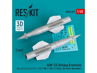 AGM-12C Bullpup B missiles (2 pcs) (A-4, A-5, A-6, A-7, F-4, F-8, F-100, F-105, P-3 Orion, Sea Vixen, Buccaneer) (3D Printed) 