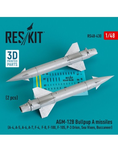 AGM-12B Bullpup A missiles (2 pcs) (A-4, A-5, A-6, A-7, F-4, F-8, F-100, F-105, P-3 Orion, Sea Vixen, Buccaneer) (3D Printed) 
