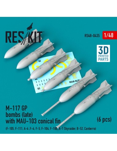 M-117 GP bombs (late) with MAU-103 conical fin (6 pcs) (F-105, F-111, A-4 ,F-4, F-5, F-104, F-100, A-1 Skyraider, B-52, Canberra