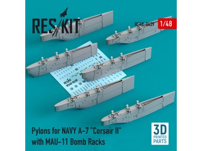 Pylons for NAVY A-7 Corsair II with MAU-11 Bomb Racks (3D Printed) 