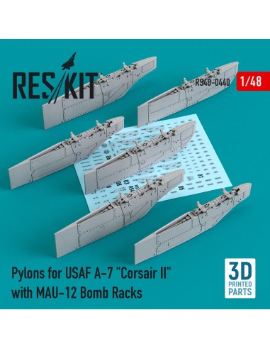 Pylons for USAF A-7 Corsair II with MAU-12 Bomb Racks (3D Printed) 