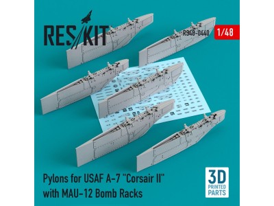Pylons for USAF A-7 Corsair II with MAU-12 Bomb Racks (3D Printed) 