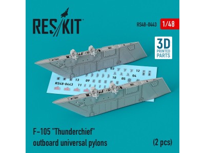 F-105 Thunderchief outboard universal pylons (2 pcs) (3D Printed) 