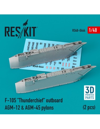 F-105 Thunderchief outboard AGM-12 & AGM-45 pylons (2 pcs) (3D Printed) 