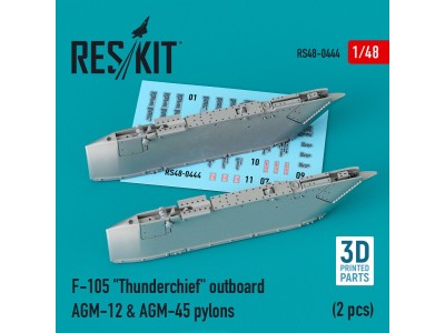 F-105 Thunderchief outboard AGM-12 & AGM-45 pylons (2 pcs) (3D Printed) 