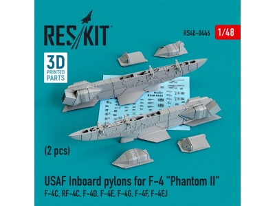 USAF Inboard pylons for F-4 Phantom II (2 pcs) (F-4?, RF-4?, F-4D, F-4?, F-4G, F-4F, F-4EJ) (3D Printed) 