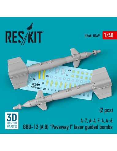 GBU-12 (A,B) Paveway I laser guided bombs (2 pcs) (A-7, A-4, F-4, A-6) (3D Printed) 